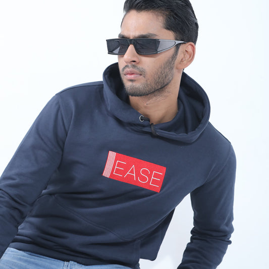 Navy Ease Embroidery Solid Men's Hoodie