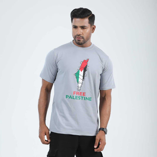 Free Palestine Ash  Colour  T-shirt.