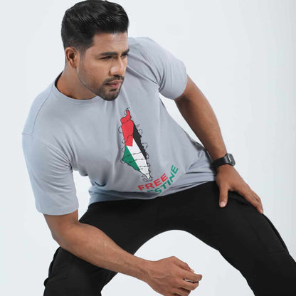 Free Palestine Ash  Colour  T-shirt.