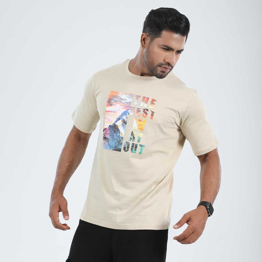 Base Color Mountain Printed T-shirt