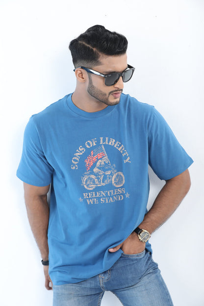 Sky Color Stitch Fabric Son Of Liberty T-Shirt