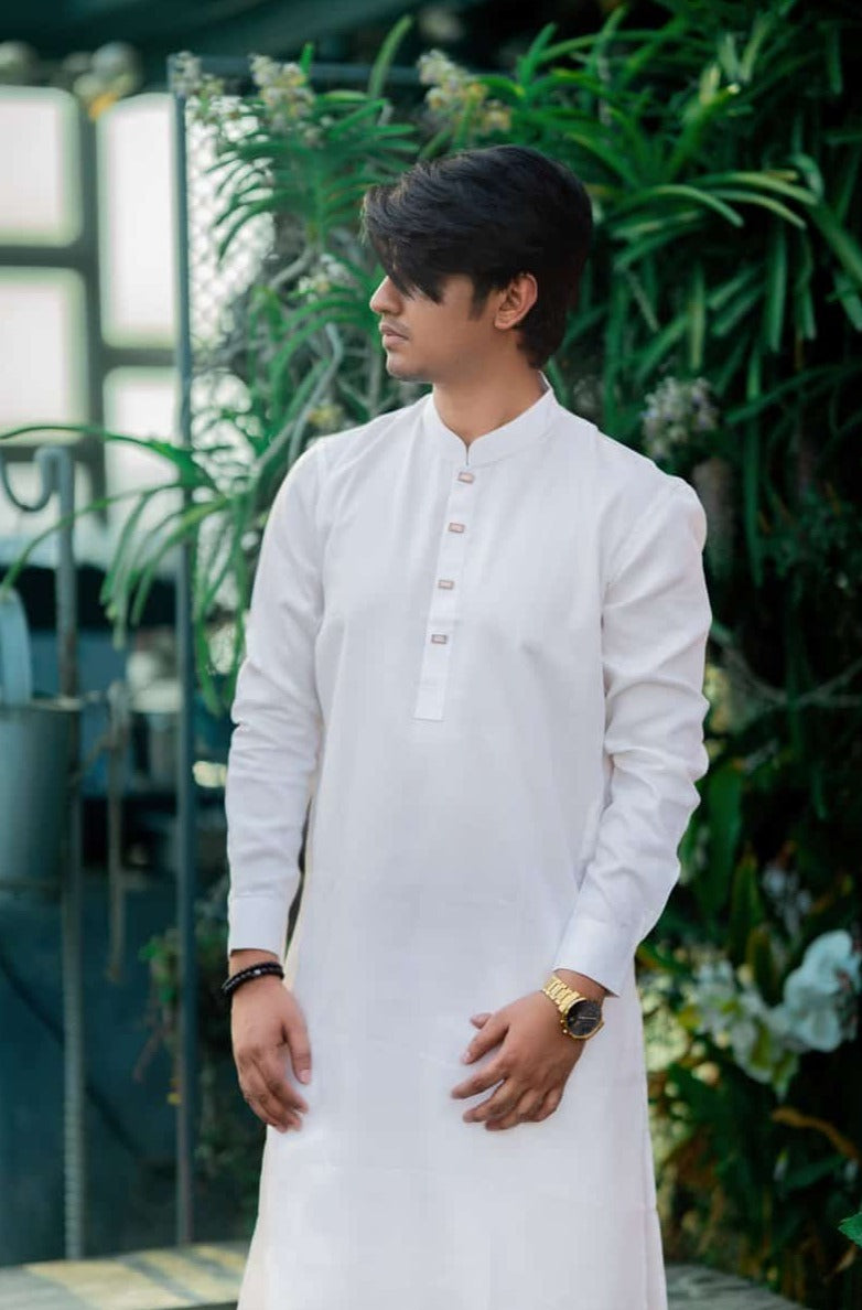 Solid White Color Exclusive Panjabi