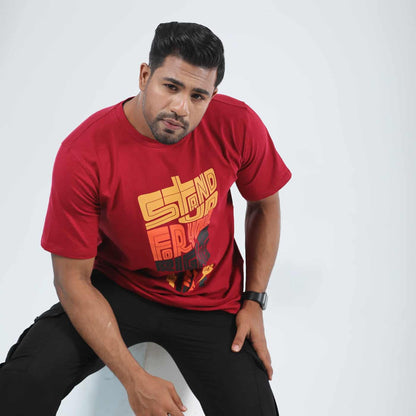 Stand Up Print Red Colour T-Shirt.