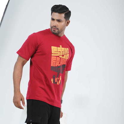 Stand Up Print Red Colour T-Shirt.
