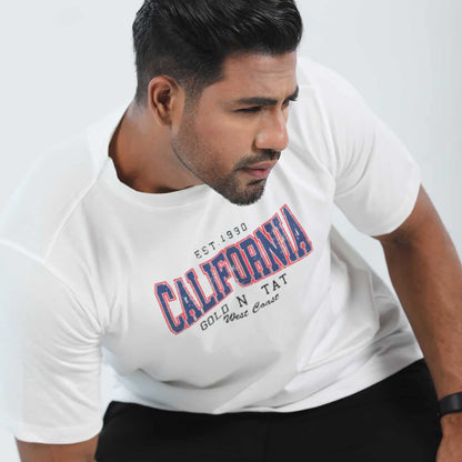 California Print White  Cotton T-shirt