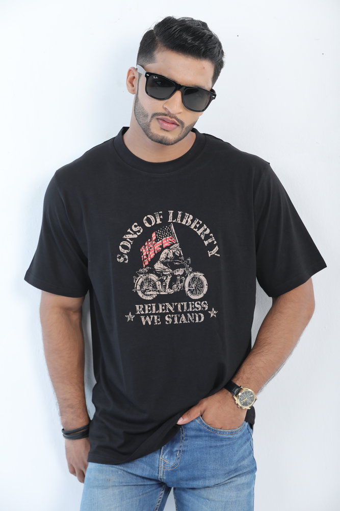 Black Stitch Fabric Son Of Liberty T-Shirt