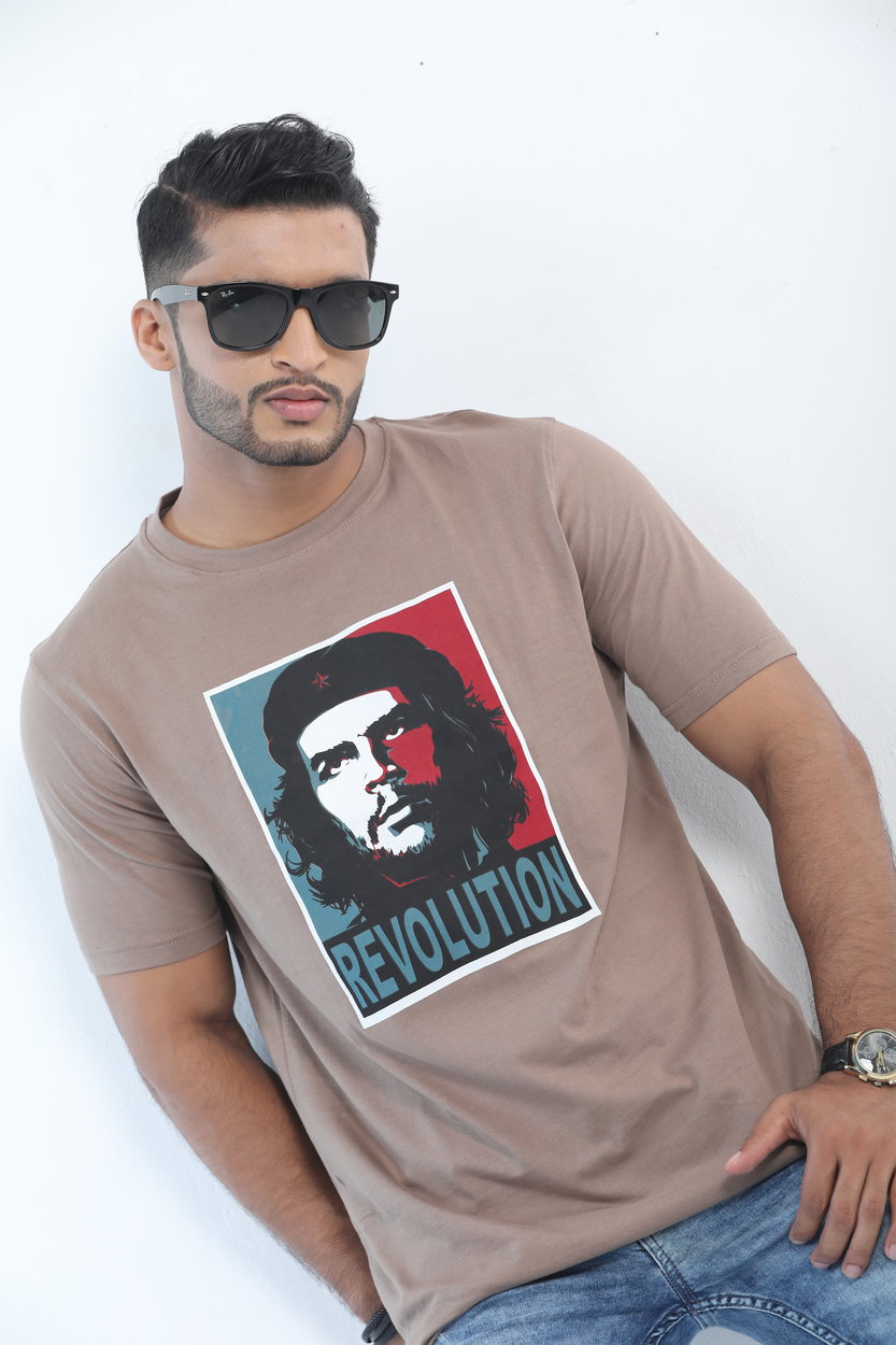 Che Guevara Brown Cotton T-Shirt