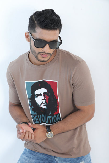 Che Guevara Brown Cotton T-Shirt