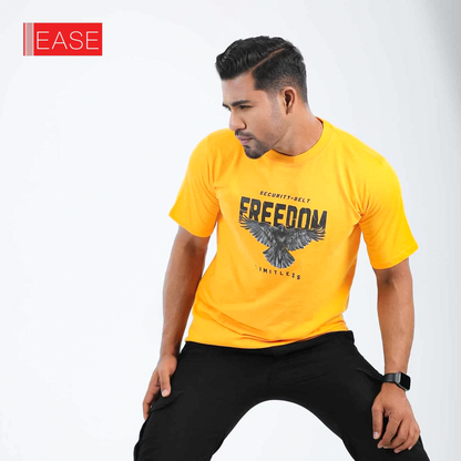 Freedom Print Yellow Colour T-shirt